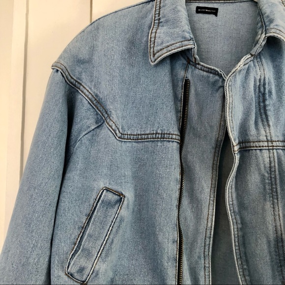 Brandy Melville 80s vibe zip-front denim jacket - Picture 2 of 4